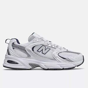 New Balance 530, White w/ Natural Indigo (dark blue) Men's 6, Women's 7.5